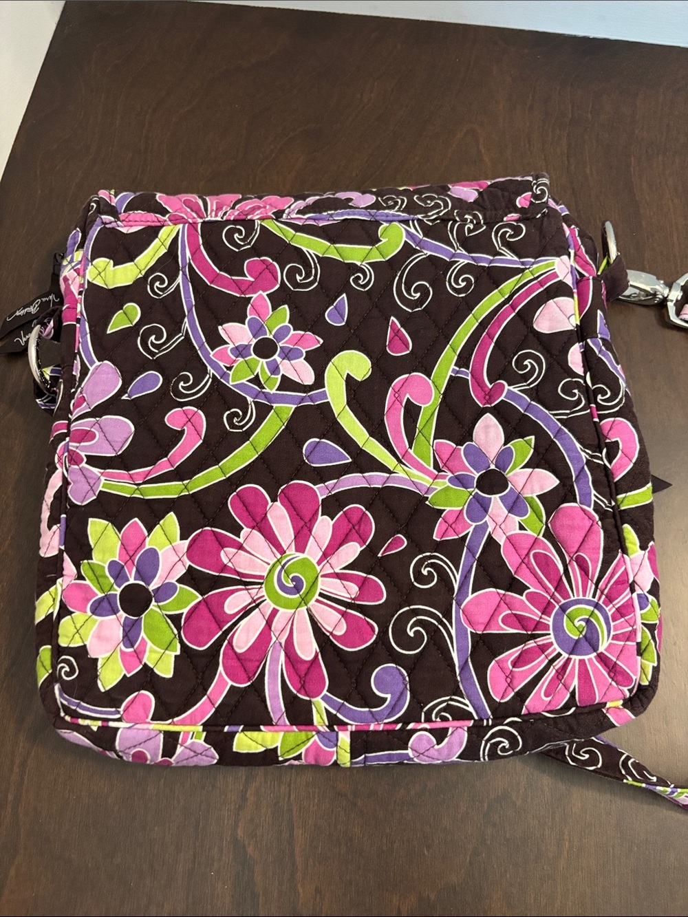 Vera Bradley Quilted Crossbody/mailbag in purple punch print - Picture 7 of 10